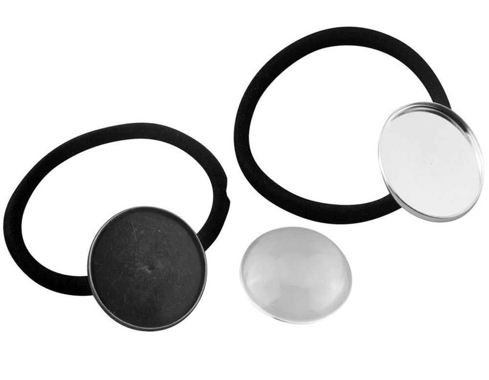 1988 Hair Bands Hair Ties Cabochon Setting Frame Tray 25mm Round Bezel